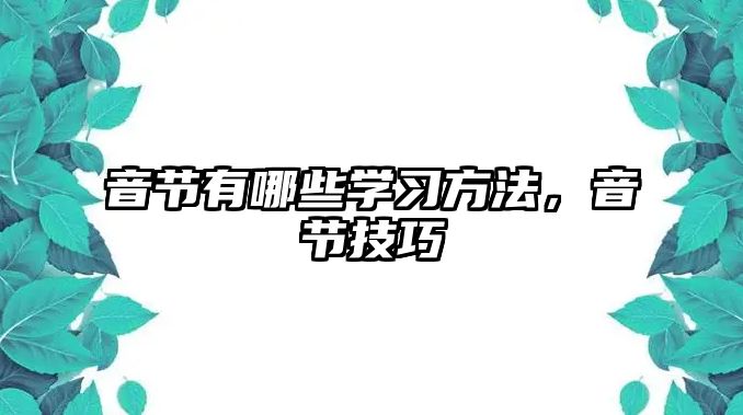 音節(jié)有哪些學(xué)習(xí)方法，音節(jié)技巧