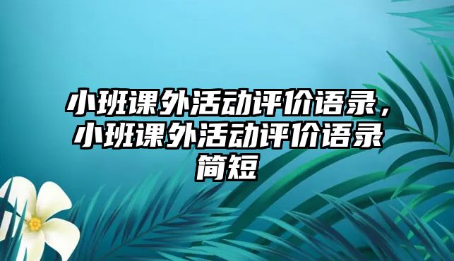 小班課外活動評價語錄，小班課外活動評價語錄簡短