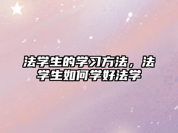 法學生的學習方法，法學生如何學好法學