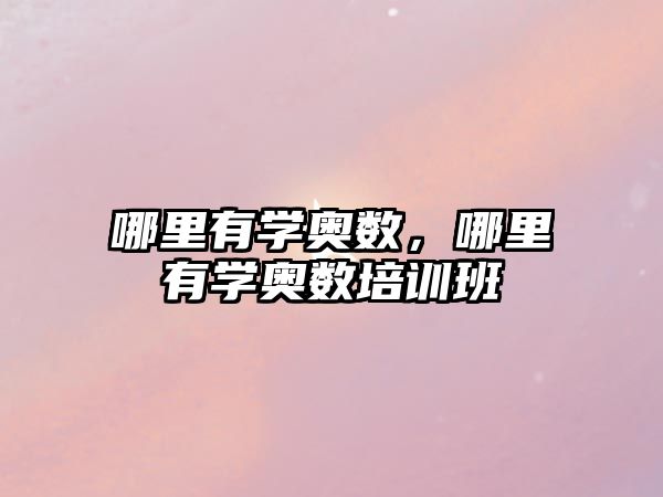 哪里有學奧數(shù)，哪里有學奧數(shù)培訓班