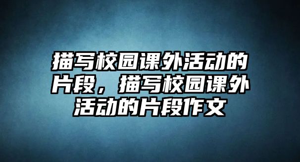描寫校園課外活動(dòng)的片段，描寫校園課外活動(dòng)的片段作文