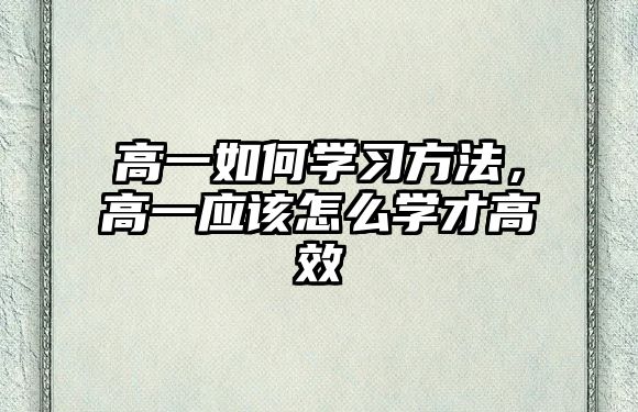高一如何學(xué)習(xí)方法，高一應(yīng)該怎么學(xué)才高效