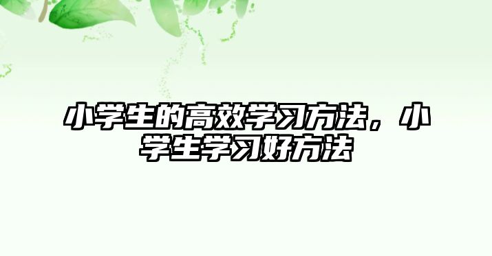 小學(xué)生的高效學(xué)習(xí)方法，小學(xué)生學(xué)習(xí)好方法
