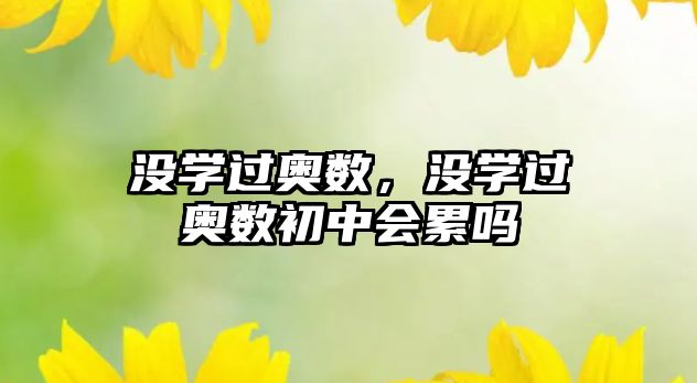 沒學(xué)過奧數(shù)，沒學(xué)過奧數(shù)初中會(huì)累嗎